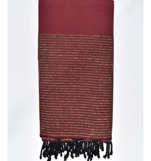 Jeté rouge bordeaux au fil lurex doré Fouta Tunisia - 1