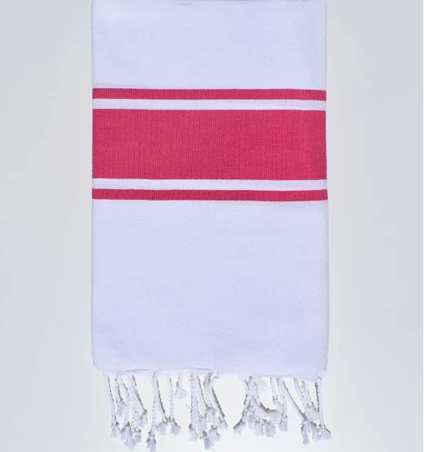 Fouta Plate Blanche bandes rose Fouta Tunisia - 4