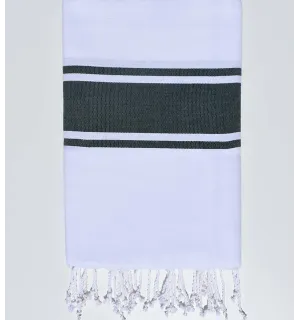 Fouta Plate blanc rayée vert Fouta Tunisia - 1