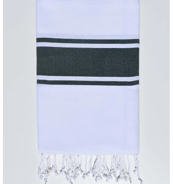 Fouta Plate blanc rayée vert Fouta Tunisia - 1