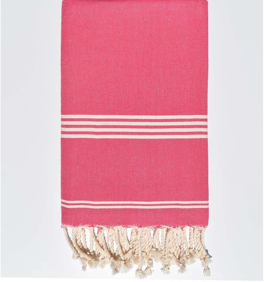 Fouta Mykonos en Coton Recyclé rose fuchsia Fouta Tunisia - 4