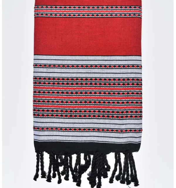 Fouta arabesque rouge Fouta Tunisia - 1