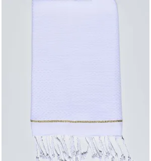 Fouta unie blanche avec une bande lurex doré aux extrémités Fouta Tunisia - 1