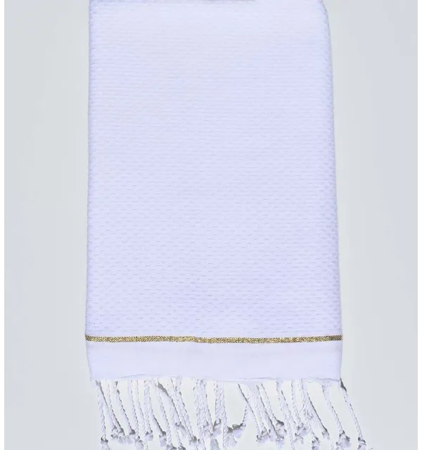 Fouta unie blanche avec une bande lurex doré aux extrémités Fouta Tunisia - 1