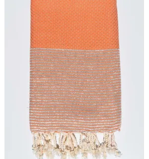 Fouta Lurex nid d'abeille orange Fouta Tunisia - 1