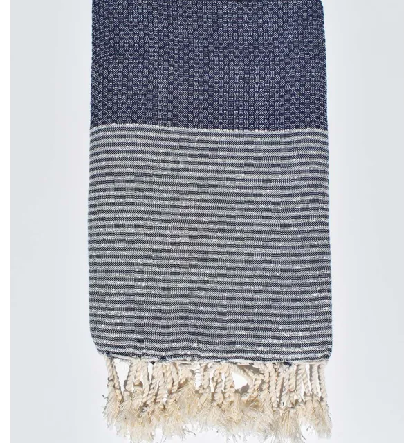 Fouta Lurex nid d'abeille bleu foncé Fouta Tunisia - 1