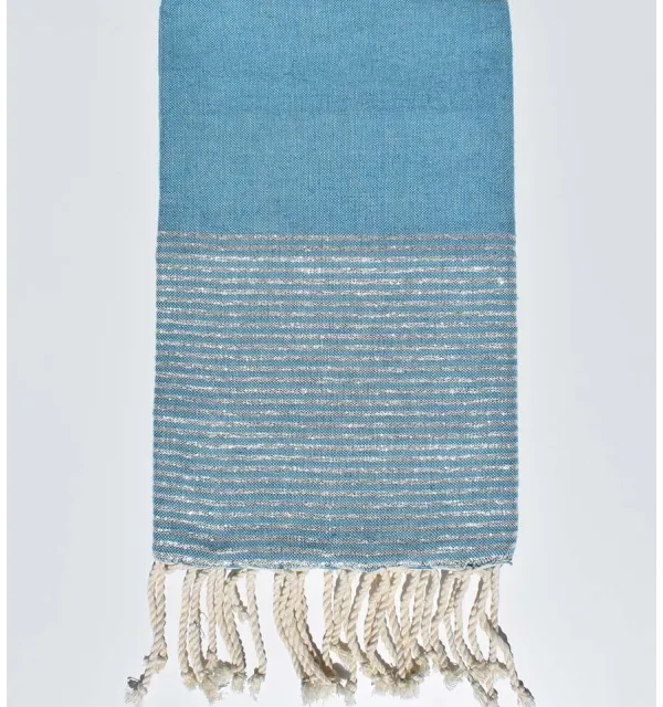 Fouta plate bleu bondi avec lurex Fouta Tunisia - 1