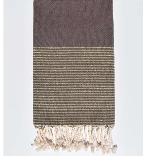 Fouta plate violet d'évèque avec lurex doré Fouta Tunisia - 1