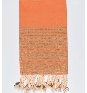 FOUTA Lurex plate corail orange Fouta Tunisia - 1