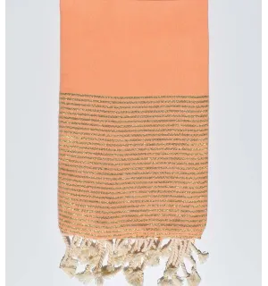 Fouta plate couleur saumon clair avec lurex Fouta Tunisia - 1