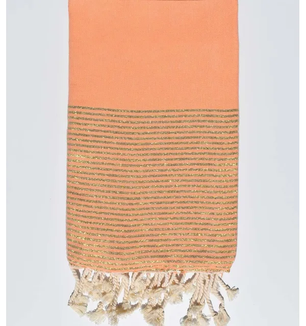 Fouta plate couleur saumon clair avec lurex Fouta Tunisia - 1