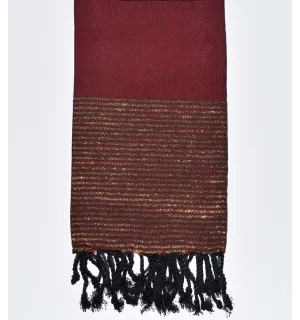 Fouta plate rouge bourgogne avec lurex Fouta Tunisia - 1