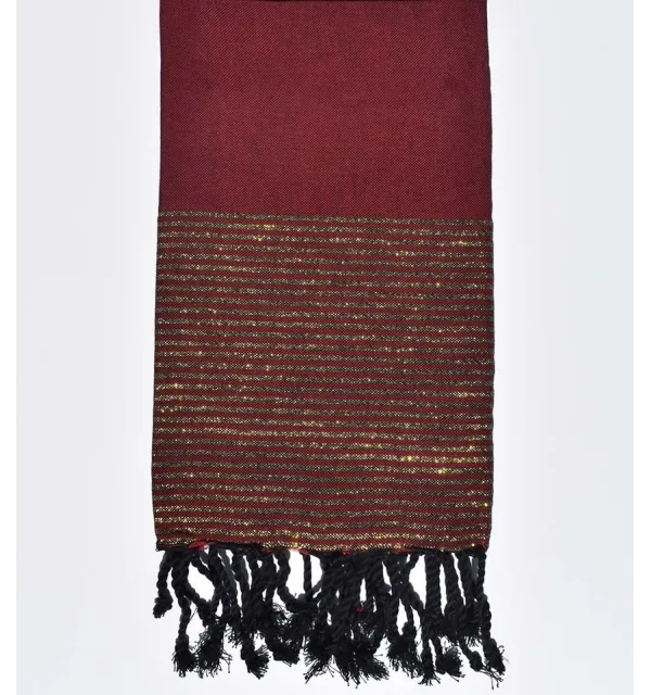 Fouta plate rouge bourgogne avec lurex Fouta Tunisia - 1
