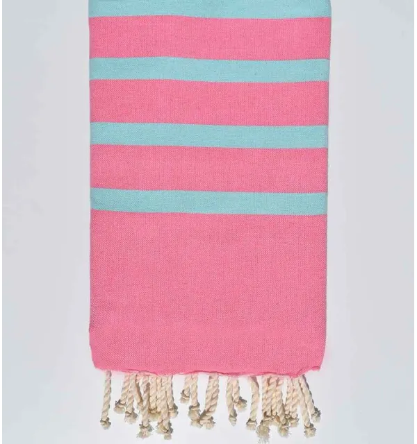 Serviette de plage plate rose et bleu clair - 1