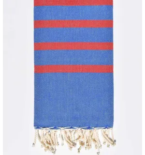 Serviette de plage plate bleu et rouge  - 1