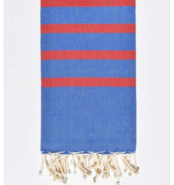 Serviette de plage plate bleu et rouge - 1