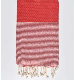 Fouta nid d'abeille rouge avec lurex argent Fouta Tunisia - 1