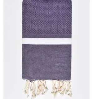 Fouta nid d’abeille violet avec bandes blanche Fouta Tunisia - 1