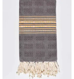 Fouta thalasso violet d'évèque avec motifs Fouta Tunisia - 1