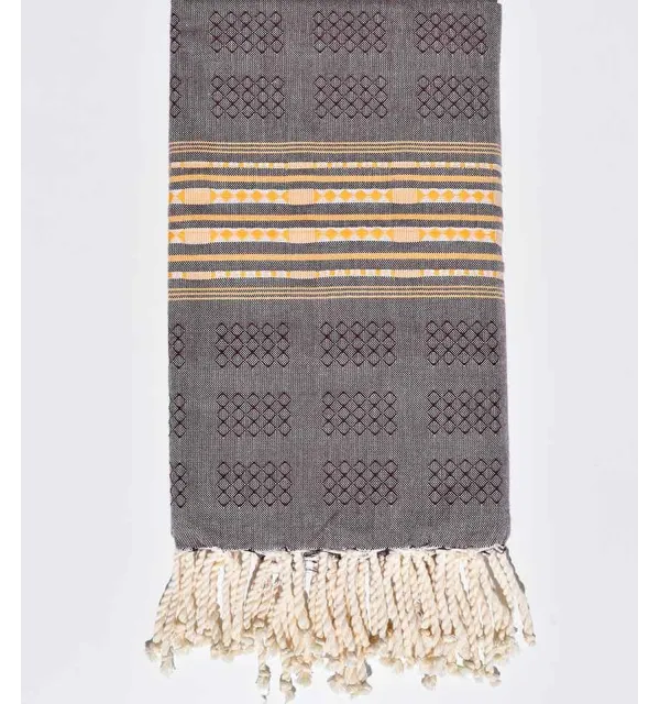 Fouta thalasso violet d'évèque avec motifs Fouta Tunisia - 1
