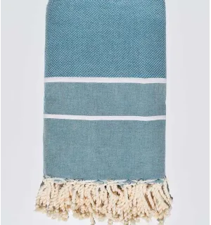 jeté couple chevron bleu canard  - 1