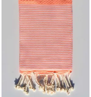 Fouta nid d'abeille enfant corail fluo  - 1