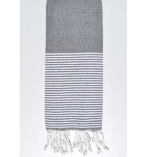 Fouta enfant nid d'abeille gris Fouta Tunisia - 1