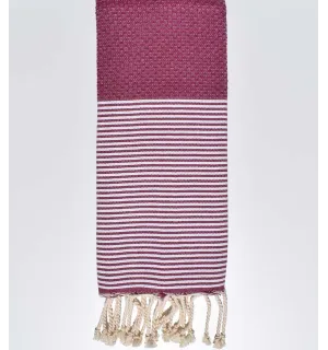 Fouta enfant nid d'abeille prune  - 1