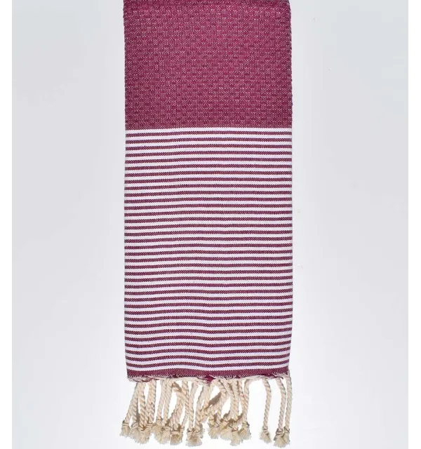 Fouta enfant nid d'abeille prune - 1