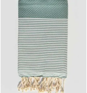 Fouta nid d'abeille vert sauge  - 1