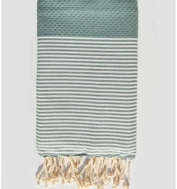 Fouta nid d'abeille vert sauge - 1
