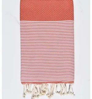 Fouta nid d'abeille brique Fouta Tunisia - 1