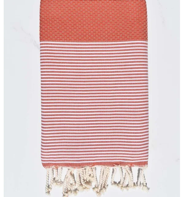 Fouta nid d'abeille brique Fouta Tunisia - 1