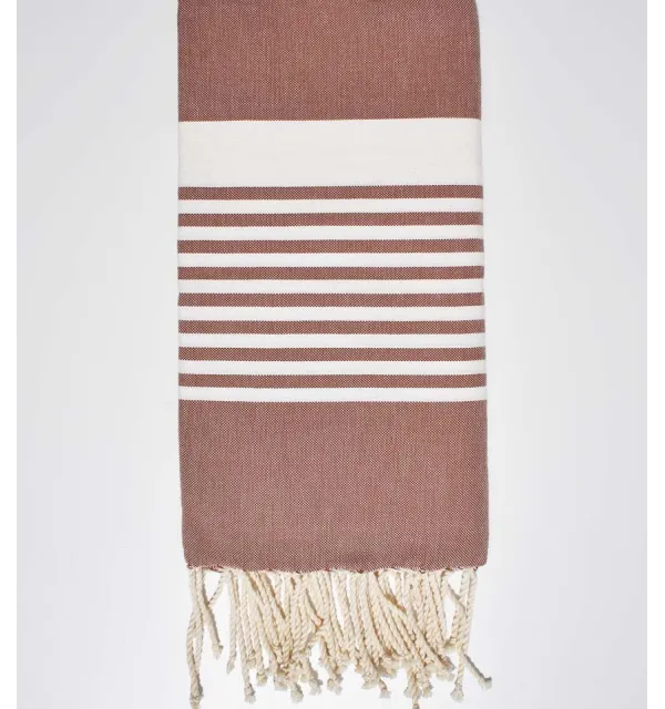 Serviette de plage Arthur noisette clair Fouta Tunisia - 1