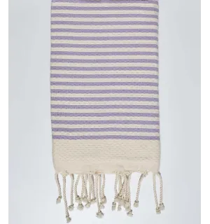 Fouta nid d'abeille rayée 1 cm avec rayures parme Fouta Tunisia - 1