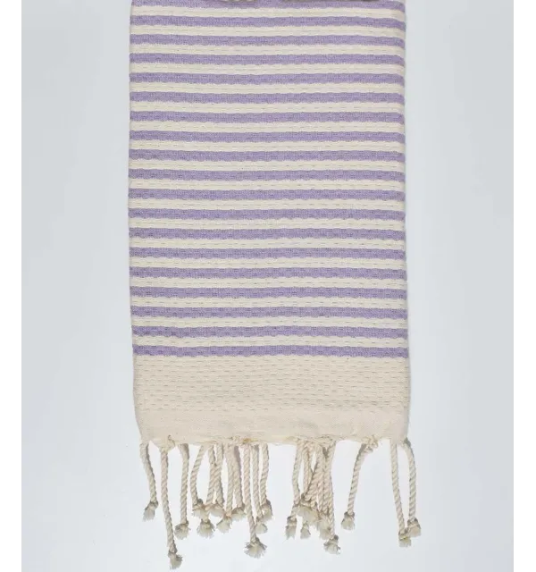 Fouta nid d'abeille rayée 1 cm avec rayures parme Fouta Tunisia - 1
