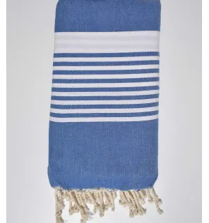 Jeté bleu jean avec rayures 1.90m/2m Fouta Tunisia - 1