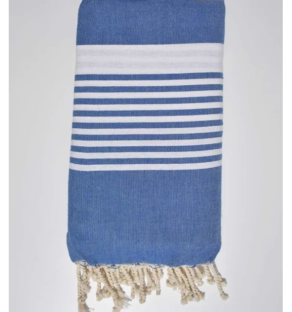 Jeté bleu jean avec rayures 1.90m/2m Fouta Tunisia - 1