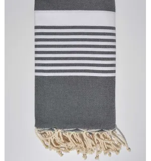 Jeté couple gris foncé 2m*2m Fouta Tunisia - 1