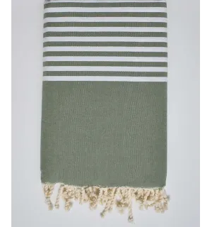 Jeté vert pale avec rayures  - 1