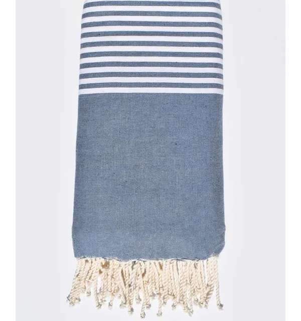 Jeté bleu turquin avec rayures Fouta Tunisia - 2