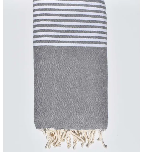 Jeté gris avec rayures - 1