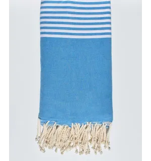 Jeté bleu céruléen 2.3m*2.8m Fouta Tunisia - 1