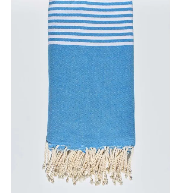 Jeté bleu céruléen 2.3m*2.8m Fouta Tunisia - 1