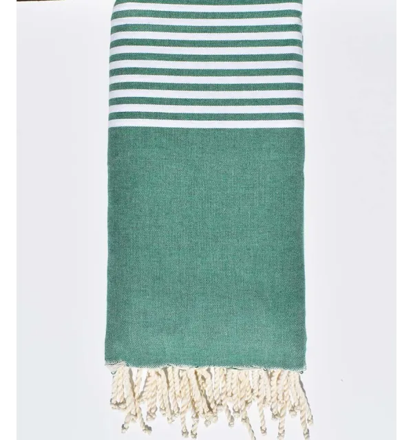 Jeté vert avec rayures Fouta Tunisia - 1