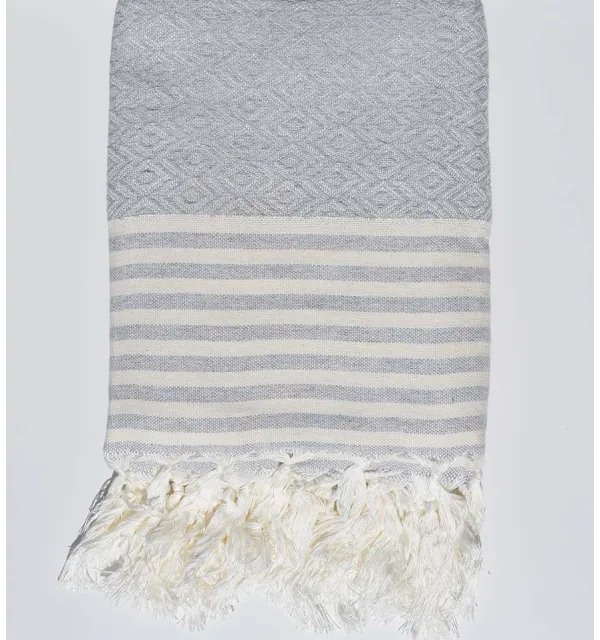 Plaid gris Fouta Tunisia - 1