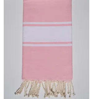 Fouta Plate rose clair avec rayures Fouta Tunisia - 1