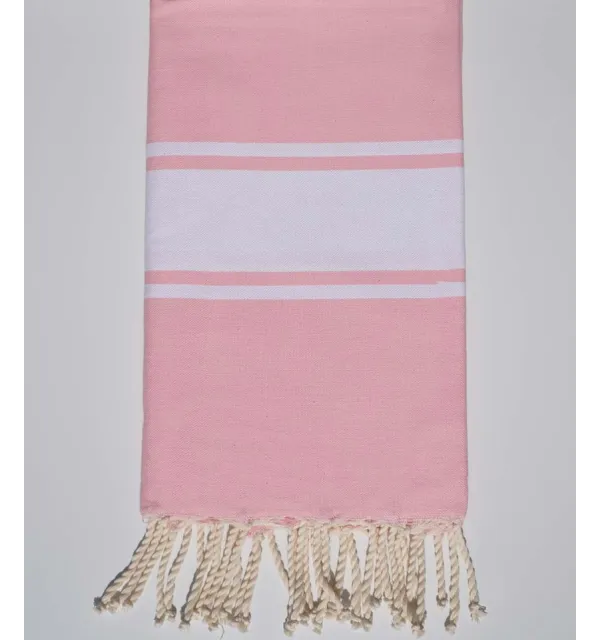 Fouta Plate rose clair avec rayures Fouta Tunisia - 1