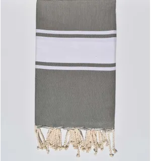 Fouta plate vert de gris pale Fouta Tunisia - 1