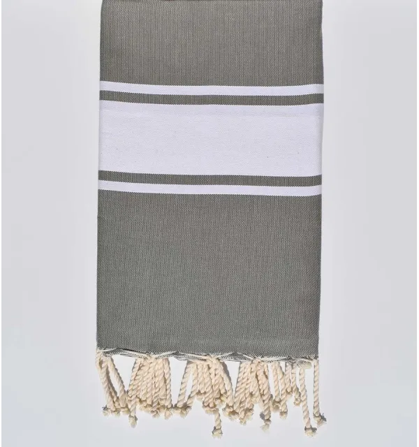 Fouta plate vert de gris pale Fouta Tunisia - 1